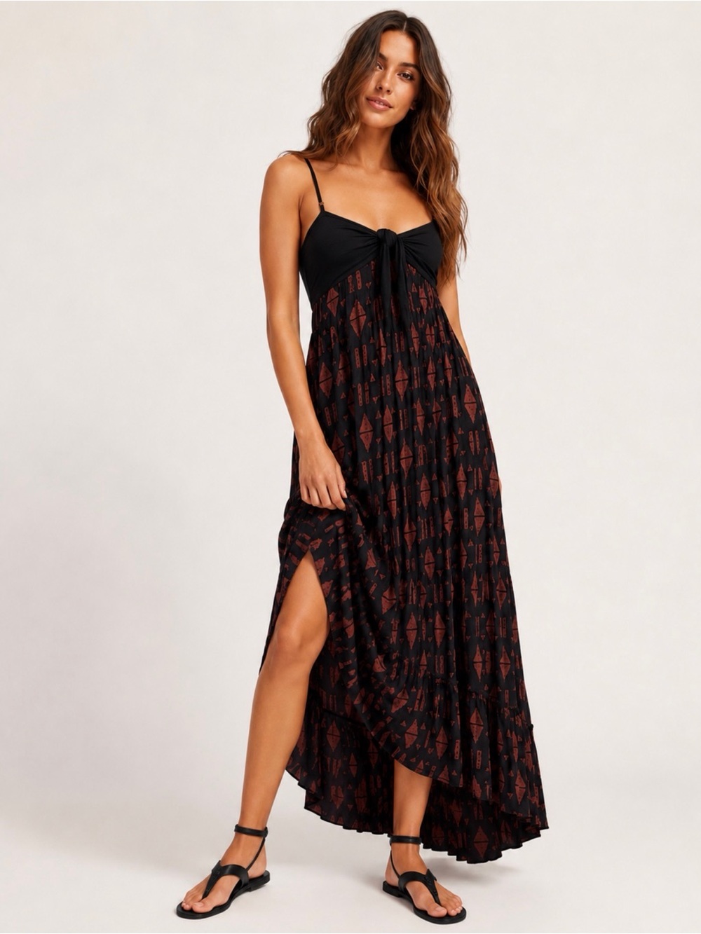 Free People Black and Rust Boho Maxi
Open Back - Size Small (Runs Large)